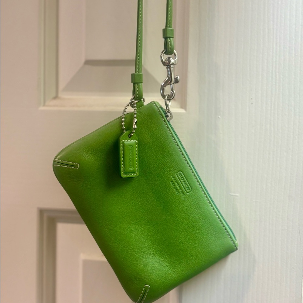 Coach Signature Skinny Wristlet in Lime Green